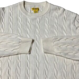 Vintage Duck Head Cable Knit Sweater Mens L Classic Ivory Crew Neck Y2K Dad